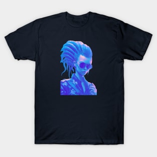 Xeno Cyberpunk Chic, Futuristic Femme Fatale T-Shirt